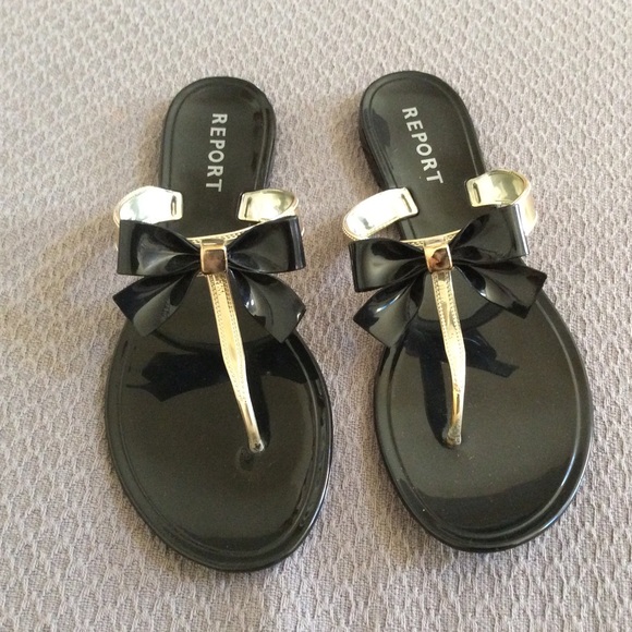 New Report shoes flip flops black gold - Picture 6 of 8